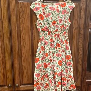 Kate Spade Blaire Golden Bloom Floral Print Dress with Red and Green Accents